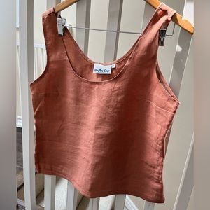 Never worn XL rose-clay linen tank top handmade by Ontario designer Heather Case